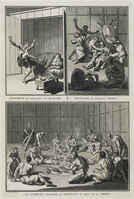 KG 11913
<br/>
Afgoderij: Jongleur die een zieke geneest, slaven betreuren een dode & het zoeken naar de doodsoorzaak
<br/>
<em>Picart, Bernard (1673-1733)</em>